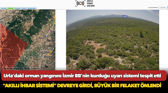 Urla’daki orman yangınını İzmir Büyükşehir Belediyesi’nin kurduğu uyarı sistemi tespit etti