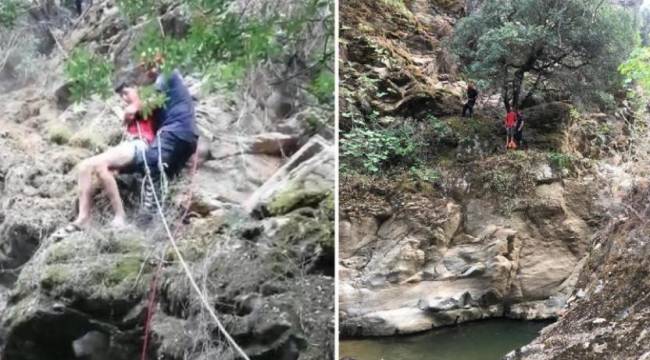 Manzarayı izlerken uçuruma düştü, son anda ağaca tutunarak hayatta kaldı