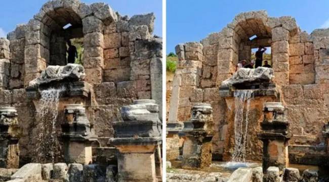 Antik çeşmeden 1800 yıl sonra su aktı