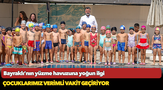 Bayraklı’nın yüzme havuzuna yoğun ilgi