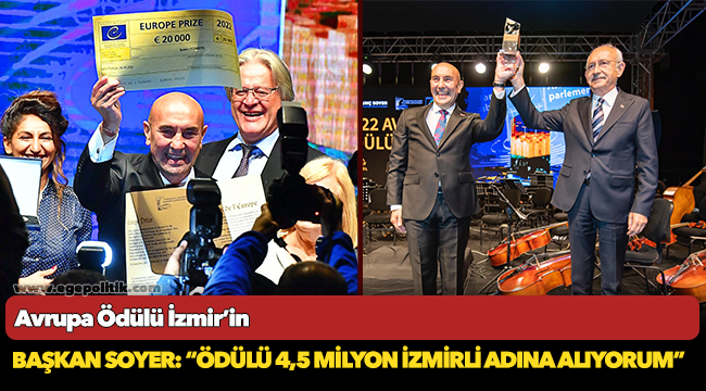 Başkan Soyer: “Ödülü 4,5 milyon İzmirli adına alıyorum”