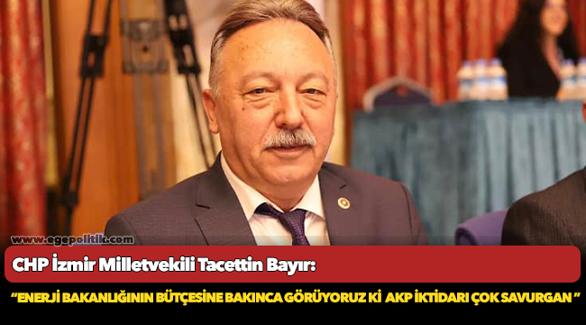 CHP'lı Bayır, "Enerji Bakanlığının bütçesine bakınca görüyoruz ki  AKP iktidarı çok savurgan"
