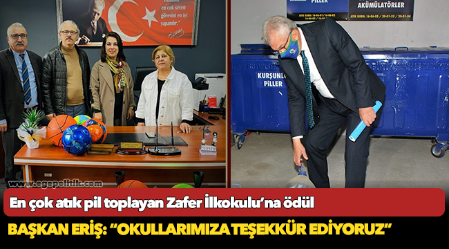 En çok atık pil toplayan Zafer İlkokulu’na ödül