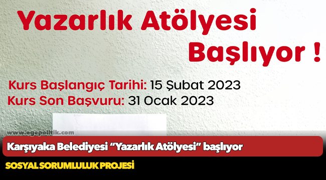 Karşıyaka Belediyesi “Yazarlık Atölyesi” başlıyor