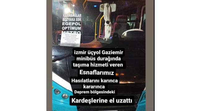 Üçyol dolmuşcu esnafından deprem bölgesine 200 bin lira bağış