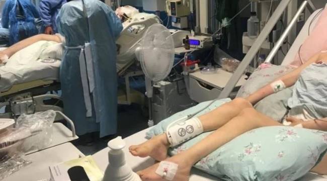 Klimalar bozuldu hastaları yelpazeyle serinletmeye çalıştılar!