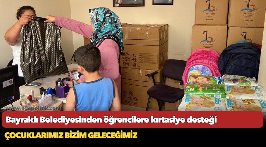 Bayraklı Belediyesinden öğrencilere kırtasiye desteği