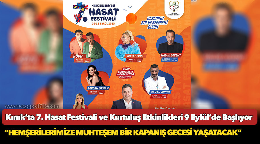 Kınık’ta 7. Hasat Festivali ve Kurtuluş Etkinlikleri 9 Eylül’de Başlıyor