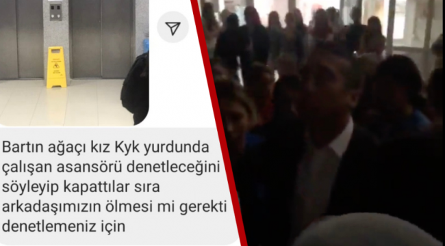 Bartın'da yurtta asansör 3 kattan zemine düştü: Öğrencilerden GSB İl Müdürü'ne tepki