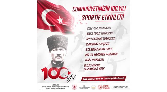 Bergama belediyesi cumhuriyetimizin 100. Yılını sportif etkinliklerle kutluyor