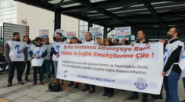SES İzmir’den Bayraklı Şehir Hastanesi önünde eylem!