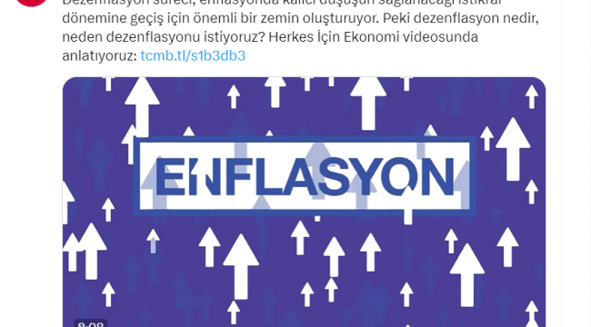 TCMB, Dezenflasyon videosu yayınladı: &quot;Dezenflasyon nedir? Neden istiyoruz?&quot;
