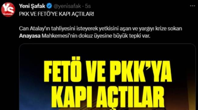Yeni Şafak AYM üyelerini manşetten hedef gösterdi