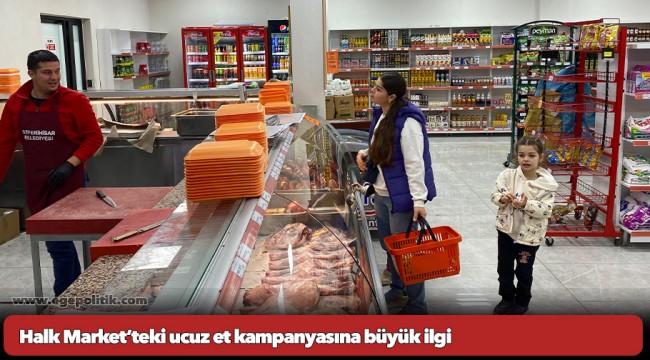 Halk Market’teki ucuz et kampanyasına büyük ilgi