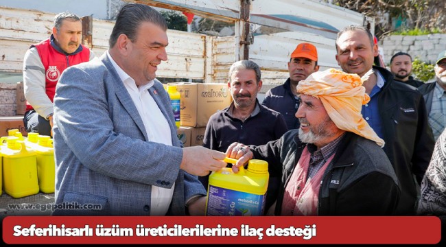 Seferihisarlı üzüm üreticilerilerine ilaç desteği