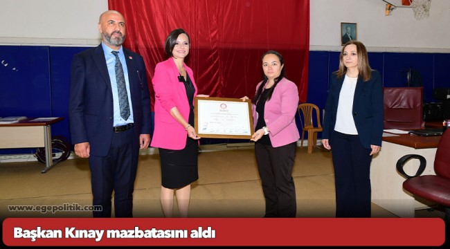 Başkan Kınay mazbatasını aldı