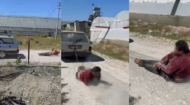 Komşusunu halatla otomobilin arkasına bağlayıp sürükleyen kişi gözaltına alındı
