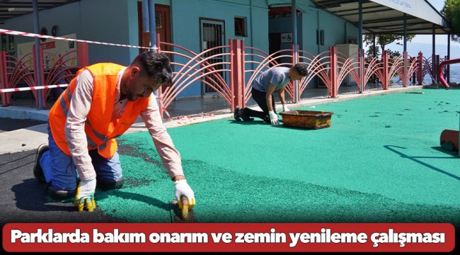 Parklarda bakım onarım ve zemin yenileme çalışması