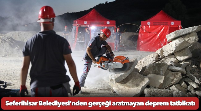 Seferihisar Belediyesi’nden gerçeği aratmayan deprem tatbikatı