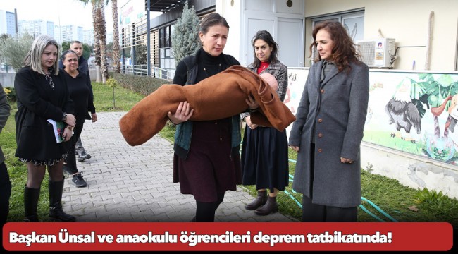 Başkan Ünsal ve anaokulu öğrencileri deprem tatbikatında!