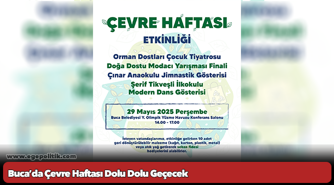 Buca’da Çevre Haftası Dolu Dolu Geçecek