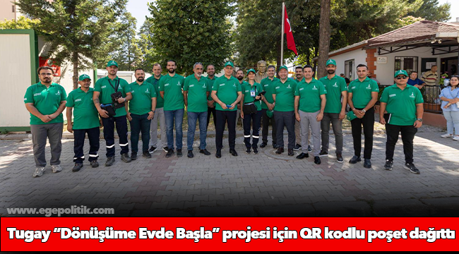 Başkan Tugay “Dönüşüme Evde Başla” projesi için QR kodlu poşet dağıttı