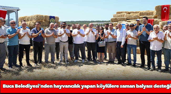 Buca Belediyesi’nden hayvancılık yapan köylülere saman balyası desteği