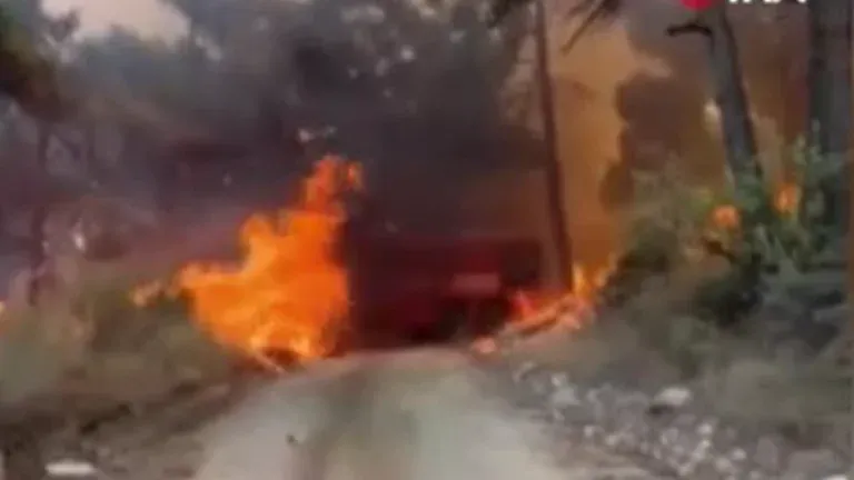 Çanakkale&#039;deki orman yangınında bir itfaiye aracı yandı