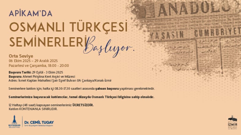 APİKAM'da “Orta Seviye Osmanlı Türkçesi Seminerleri” başlıyor