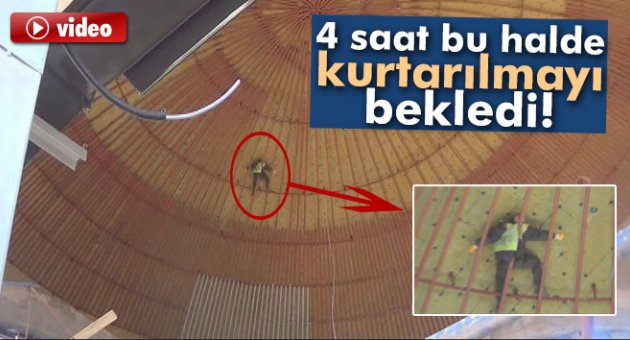 4 saat tavanda asılı kaldı