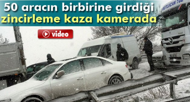 50 aracın karıştığı kaza kamerada