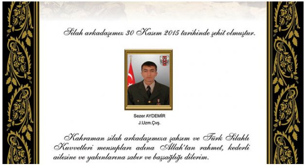 Akar, şehit uzman çavuş için taziye mesajı yayımladı