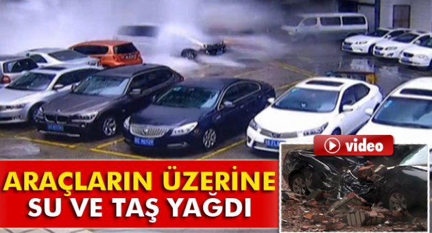 Araçların üzerine su ve taş yağdı