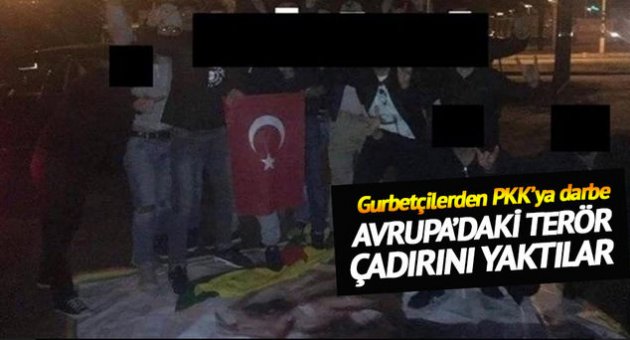 Brüksel'deki PKK çadırı yakıldı