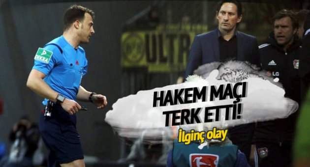 Bundesliga maçında hakem sahayı terk etti