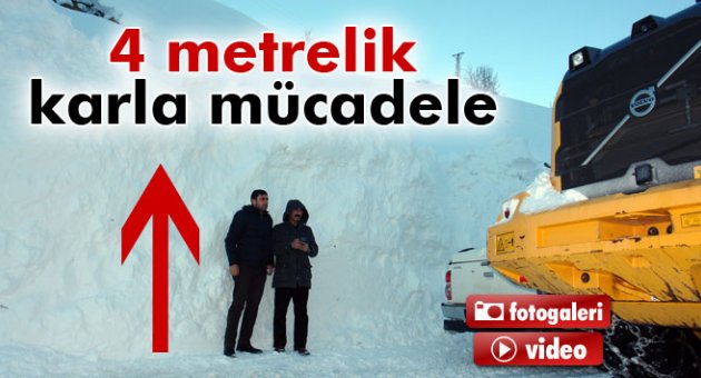 Çığ inen yollarda zorlu karla mücadele çalışması