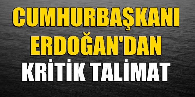 Cumhurbaşkanı Erdoğan'dan kritik talimat!