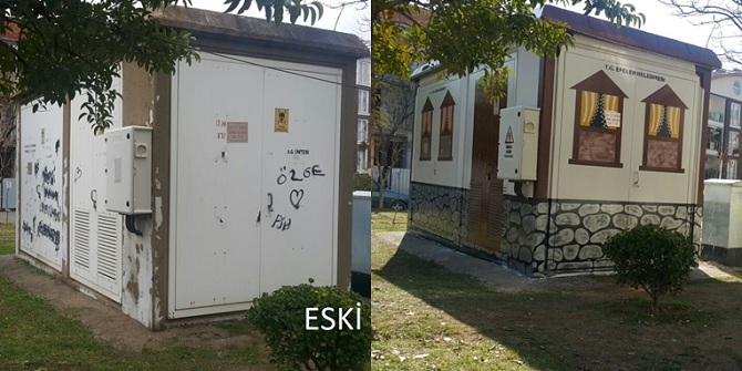 DEMİRCİ MEHMET EFE PARKI'NDAKİ TRAFO DEKORATİF BOYANDI