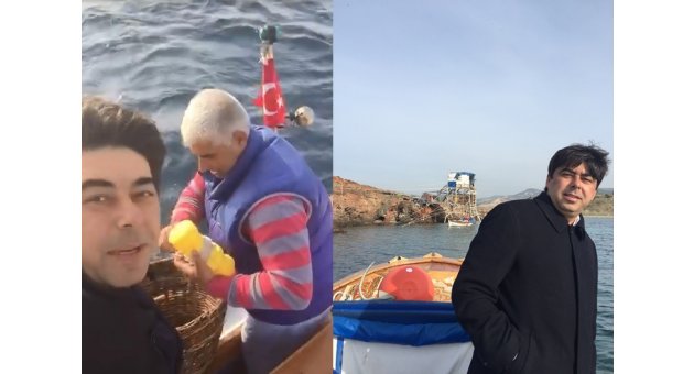 DENİZE AÇILAN BAŞKAN DEMİRAĞ BALIKÇILARLA AĞ TOPLADI