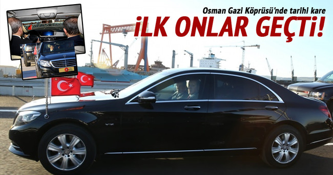 Erdoğan ve Davutoğlu Osman Gazi Köprüsü'nden geçti