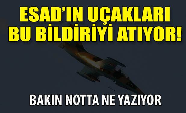 Esad yönetimine ait uçaklardan bildiri atılıyor