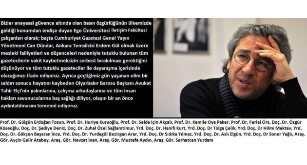 EÜ İletişim Fakültesi akademisyenlerinden Dündar ve Elçi açıklaması