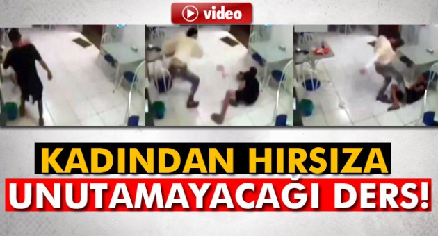 Genç kadından hırsıza unutamayacağı ders