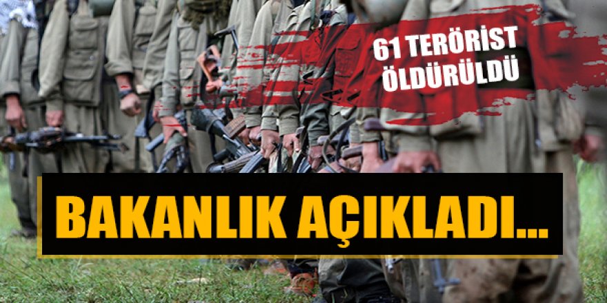 İçişleri Bakanlığı: 61 terörist etkisiz hale getirildi