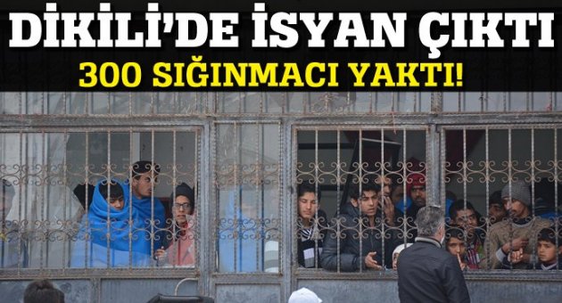 İzmir'de isyan çıkaran 300 sığınmacı spor salonunu ateşe verdi!