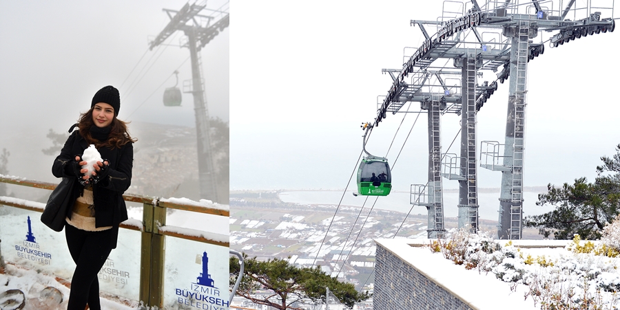 İzmir Teleferik’te kar keyfi