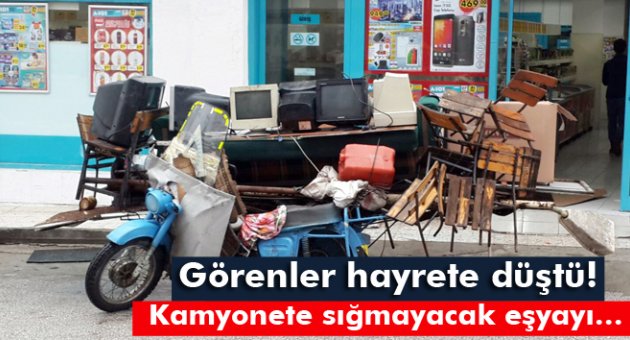 Kamyonete sığmayacak eşyayı motosikletle taşıdı