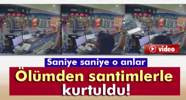 Markete dalan otomobil kadını teğet geçti