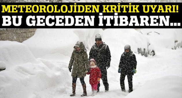 Metorolojiden kritik uyarı
