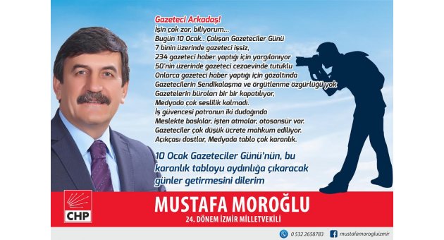Mustafa Moroğlu, 10 Ocak Çalışan Gazeteciler Gününü kutladı